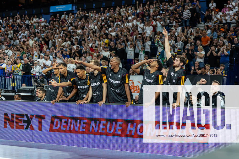 Basketball Hamburg 22.08.2026 Turkish Airlines Supercup 2026 Finale Deutschland (GER) - Kroatien (CRO) Jubel Deutschland Oscar da Silva (Deutschland, No.01) Maodo Lo (Deutschland, No.04) Malte Delow (Deutschland, No.20) Louis Olinde (Deutschland, No.16) Kostja Mushidi (Deutschland, No.29) Kay Patrick Bruhnke (Deutschland, No.19) Isaiah Hartenstein vlnr.
