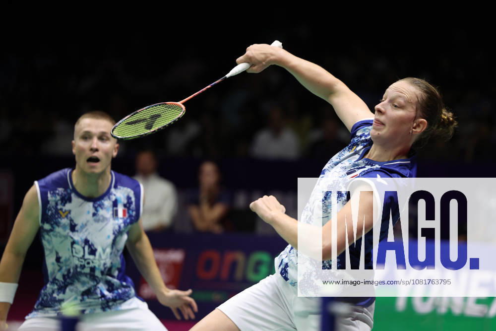Thom Gicquel of France and Delphine Delrue of France in action during a final match of mix double during the BWF World Championships 2026 at Indira Gandhi Indoor Stadium, in New Delhi on August 23, 2026. New Delhi India