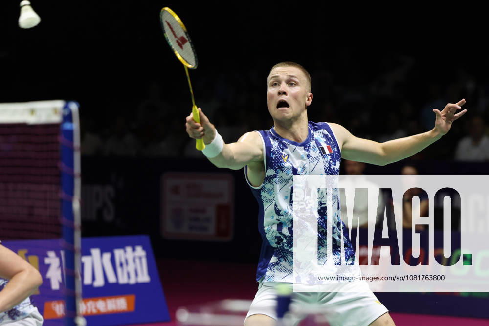 Thom Gicquel of France and Delphine Delrue of France in action during a final match of mix double during the BWF World Championships 2026 at Indira Gandhi Indoor Stadium, in New Delhi on August 23, 2026. New Delhi India