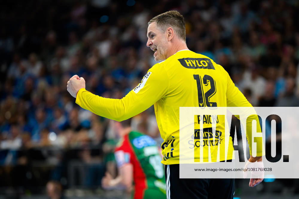 Muenchen: HBL Super Cup 2026 - SC Magdeburg - Fuechse Berlin Torhueter Andreas Palicka (Berlin) Jubel Freude Emotion Muenchen SAP Garden Bayern Deutschland