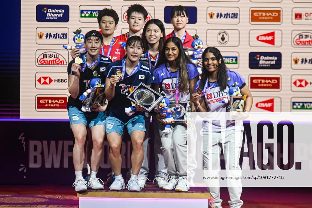 India BWF Championships 2026 Finalists of the Women s Doubles category pose with their medals at the BWF World Championships 2026 in New Delhi, India, on August 23, 2026. New Delhi Delhi India