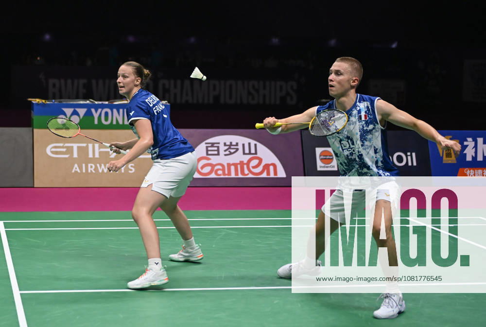 (260823) -- NEW DELHI, Aug. 23, 2026 -- Thom Gicquel (R) Delphine Delrue of France compete during the mixed doubles final match against Feng Yanzhe Huang Dongping of China at BWF World Championships in New Delhi, India, Aug. 23, 2026. ) (SP)INDIA-NEW DELHI-BADMINTON-BWF WORLD CHAMPIONSHIPS-MIXED DOUBLES JavedxDar