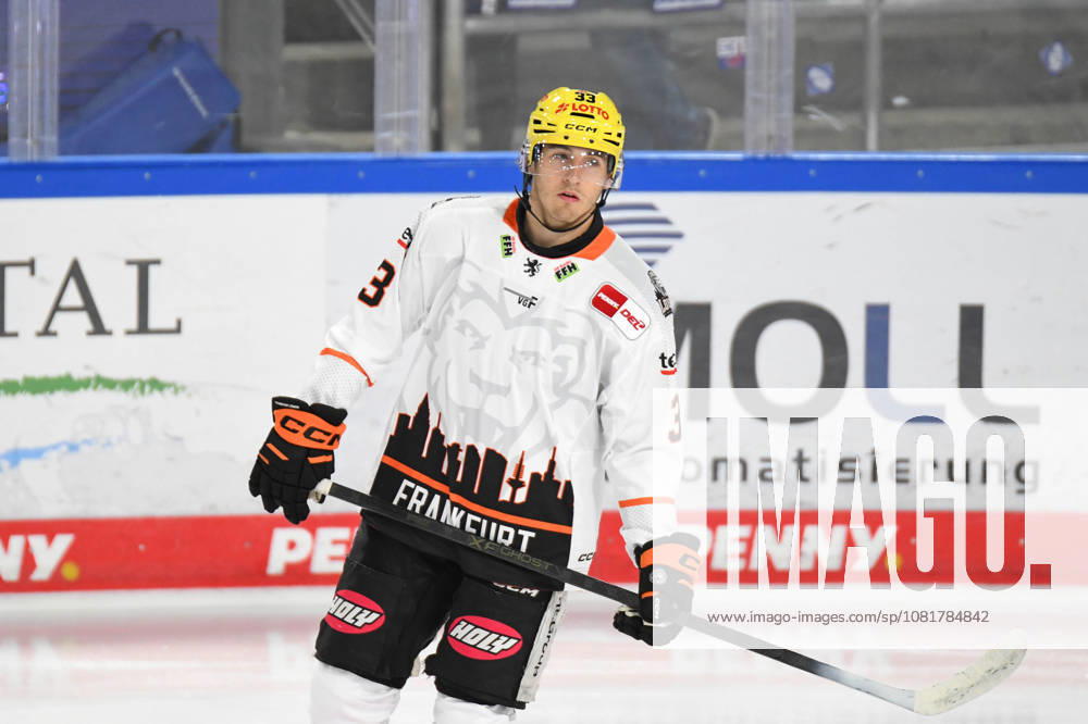 Nuernberg Ice Tigers vs. Loewen Frankfurt, Eishockey, Deutsche Eishockey Liga, Penny DEL, Vorbereitungsspiel, Gaeuboden Cup, Saison 2026 2027 am 23.08.2026 Matej Leden (Loewen Frankfurt), Eishockey Herren, Deutsche Eishockey Liga, Penny DEL, Vorbereitungsspiel, Gaeuboden Cup, Saison 2026 2027 am 23.08.2026 im Eisstadion am Pulverturm, Nuernberg Ice Tigers (blau) gegen Loewen Frankfurt (weiss)