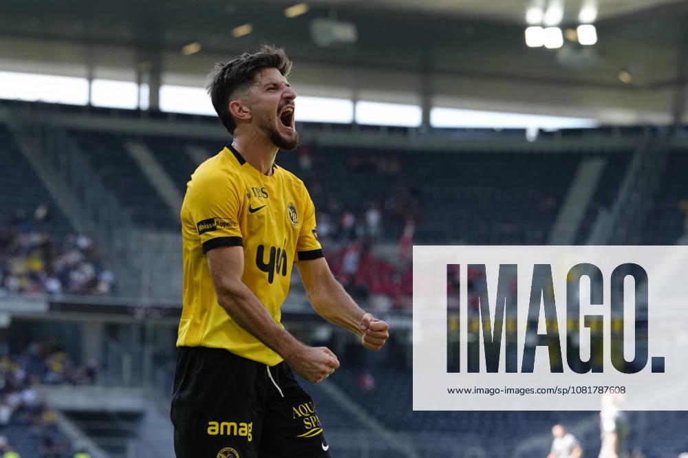 Armin Gigovic (8 YB) celebrates his goal during the Brack Super League match between BSC Young Boys and FC Vaduz at Stadion Wankdorf on August 23, 2026 in Bern, Switzerland.