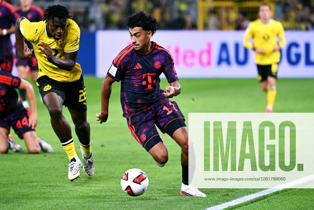 Dortmund, Germany, 1. Bundesliga, Supercup, Signal Iduna Park Dortmund, Bor. Dortmund vs FC Bayern München 1:2; Nathaniel Brown (FCB), Joane Gadou (BVB). Action
