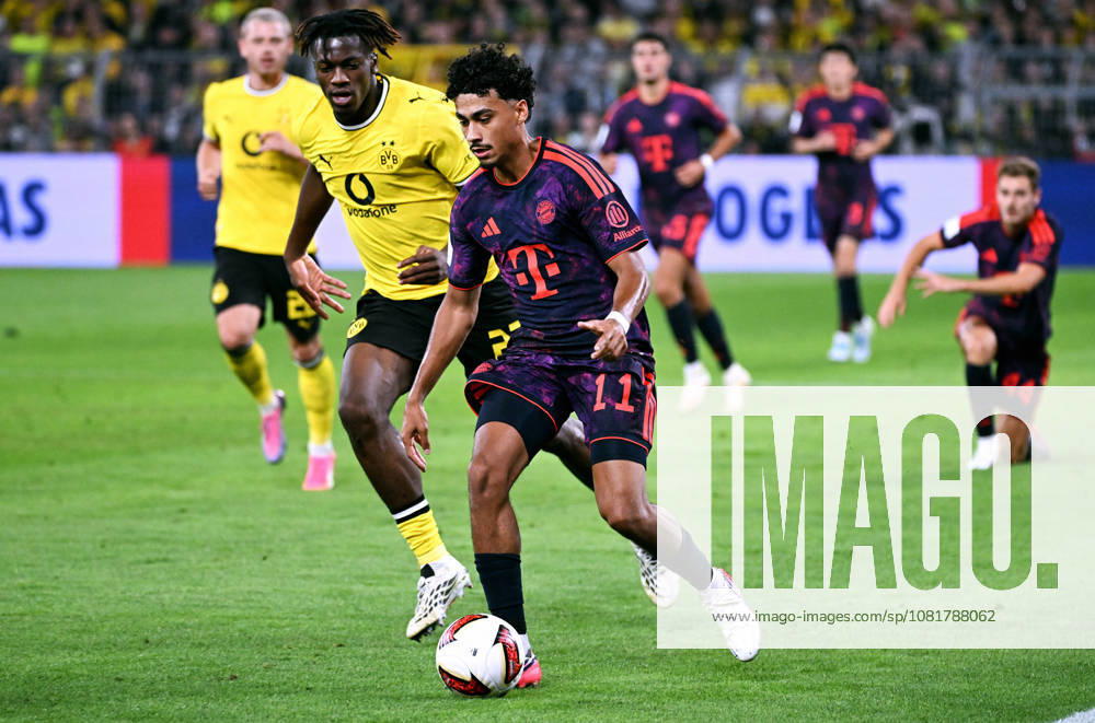 Dortmund, Germany, 1. Bundesliga, Supercup, Signal Iduna Park Dortmund, Bor. Dortmund vs FC Bayern München 1:2; Nathaniel Brown (FCB), Joane Gadou (BVB). Action