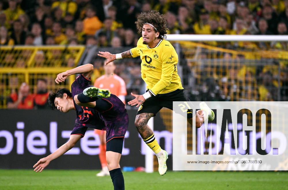 Dortmund, Germany, 1. Bundesliga, Supercup, Signal Iduna Park Dortmund, Bor. Dortmund vs FC Bayern München 1:2; Fabio Silva (BVB), Minjae Kim (FCB). Action