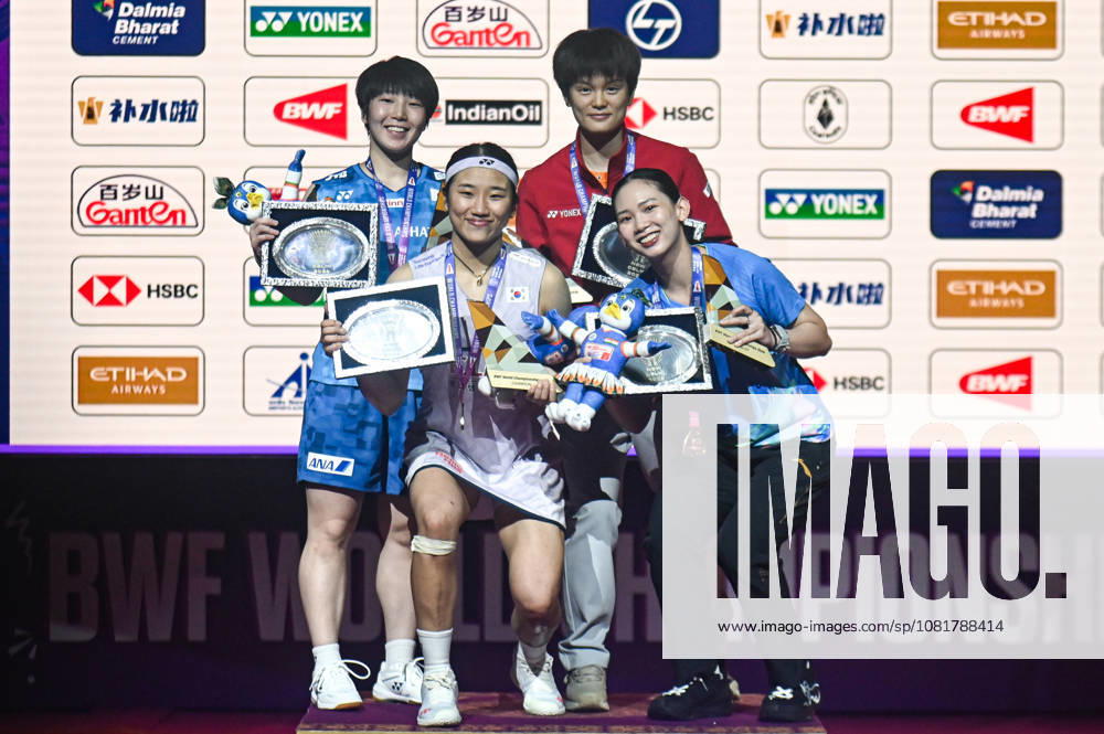 India BWF Championships 2026 Finalists of the Women s Singles category pose with their medals at the BWF World Championships 2026 in New Delhi, India, on August 23, 2026. New Delhi Delhi India