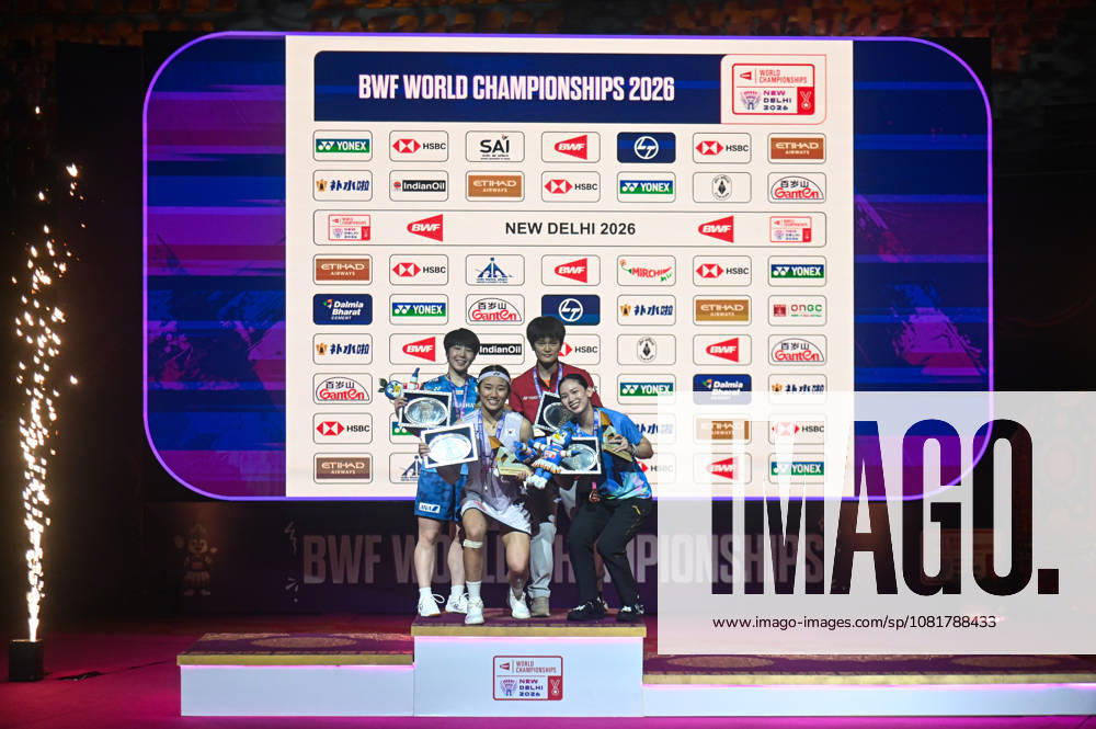 India BWF Championships 2026 Finalists of the Women s Singles category pose with their medals at the BWF World Championships 2026 in New Delhi, India, on August 23, 2026. New Delhi Delhi India
