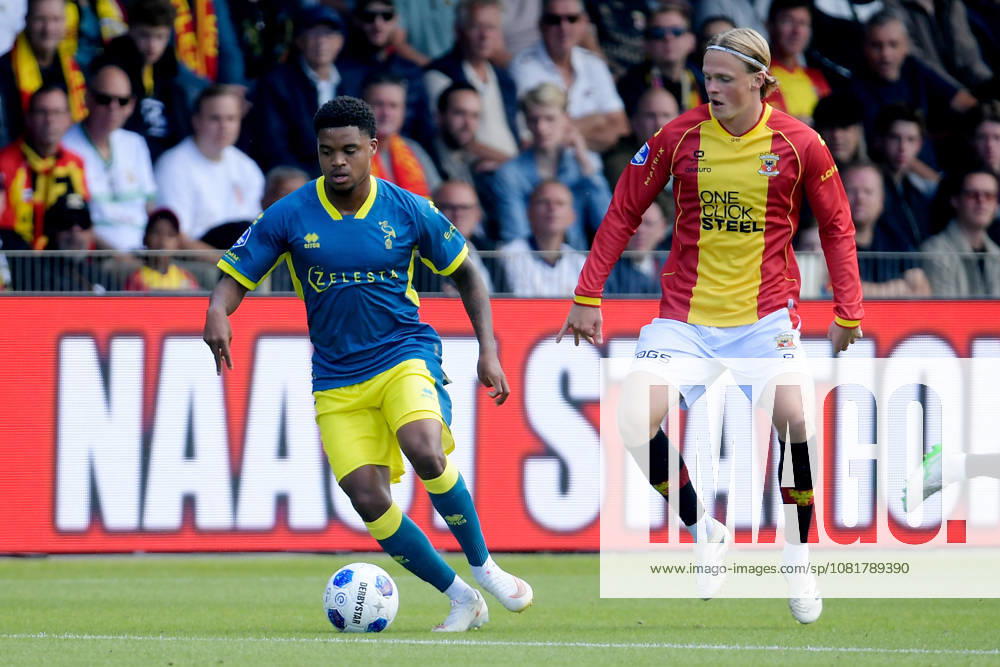 2026-08-23 Go Ahead Eagles v ADO Den Haag - VriendenLoterij Eredivisie DEVENTER, NETHERLANDS - AUGUST 23: (L-R) Nigel Thomas of ADO Den Haag, Soren Tengstedt of Go Ahead Eagles during the VriendenLoterij Eredivisie match between Go Ahead Eagles and ADO Den Haag at De Adelaarshorst on August 23, 2026 in Deventer, Netherlands. Deventer De Adelaarshorst Netherlands Content not available for redistribution in The Netherlands directly or indirectly through any third parties.