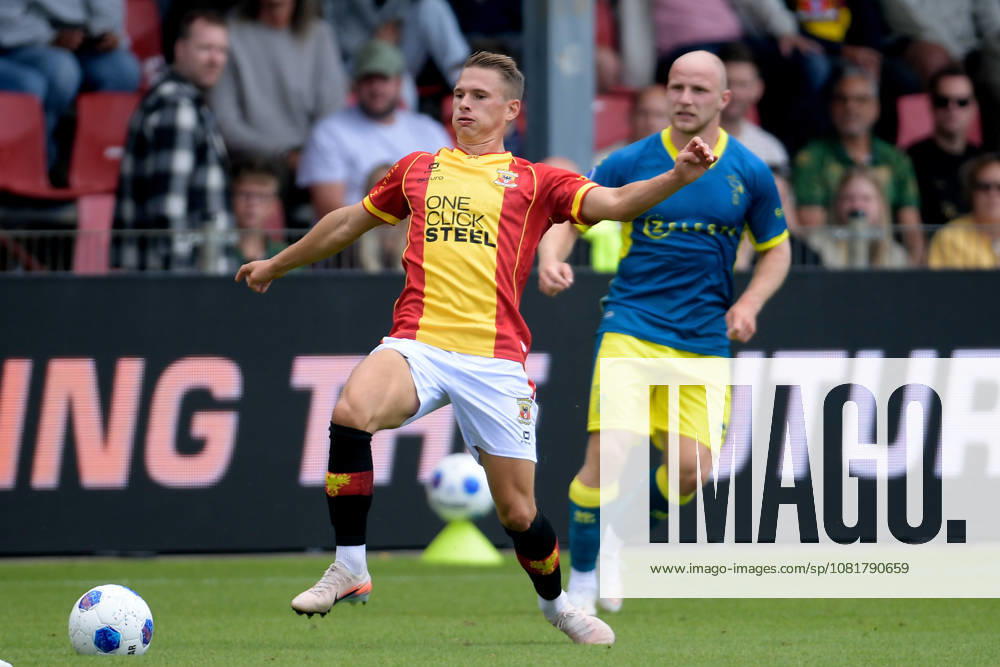 2026-08-23 Go Ahead Eagles v ADO Den Haag - VriendenLoterij Eredivisie DEVENTER, NETHERLANDS - AUGUST 23: (L-R) Mathis Suray of Go Ahead Eagles, Evan Rottier of ADO Den Haag during the VriendenLoterij Eredivisie match between Go Ahead Eagles and ADO Den Haag at De Adelaarshorst on August 23, 2026 in Deventer, Netherlands. Deventer De Adelaarshorst Netherlands Content not available for redistribution in The Netherlands directly or indirectly through any third parties.