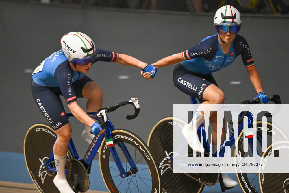 2026 UCI Junior Track World Championships Picture by Mathew Wells SWpix.com - 23 08 2026 - Cycling - 2026 UCI Junior Track World Championships - Heusden-Zolder, Flanders, Belgium - Women Madison Final - Agata Campana and Matilde Rossignoli of Italy