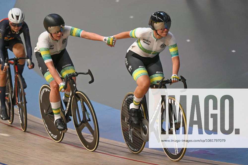 2026 UCI Junior Track World Championships Picture by Mathew Wells SWpix.com - 23 08 2026 - Cycling - 2026 UCI Junior Track World Championships - Heusden-Zolder, Flanders, Belgium - Women Madison Final - Elsie Apps and Sienna Monteith of Australia