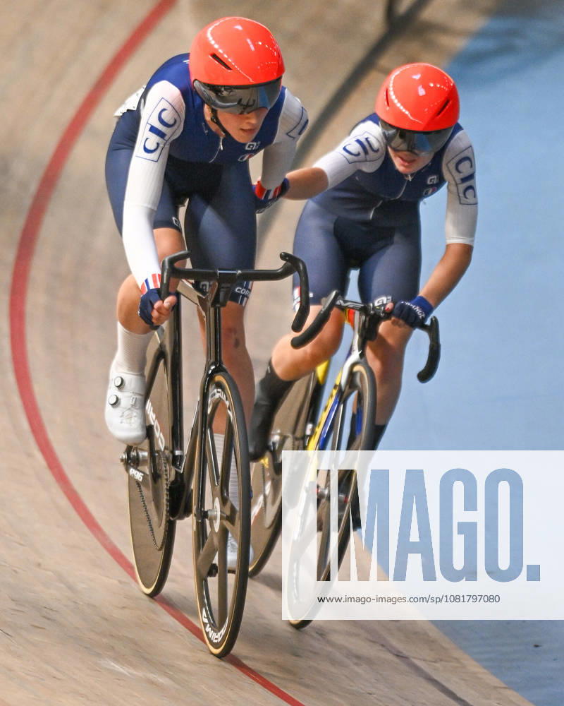 2026 UCI Junior Track World Championships Picture by Mathew Wells SWpix.com - 23 08 2026 - Cycling - 2026 UCI Junior Track World Championships - Heusden-Zolder, Flanders, Belgium - Women Madison Final - Jessica Rouat and Zoe Bihan of France
