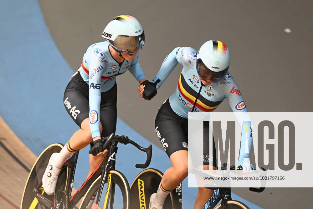 2026 UCI Junior Track World Championships Picture by Mathew Wells SWpix.com - 23 08 2026 - Cycling - 2026 UCI Junior Track World Championships - Heusden-Zolder, Flanders, Belgium - Women Madison Final - Anna Meeusen and Laura Five of Belgium
