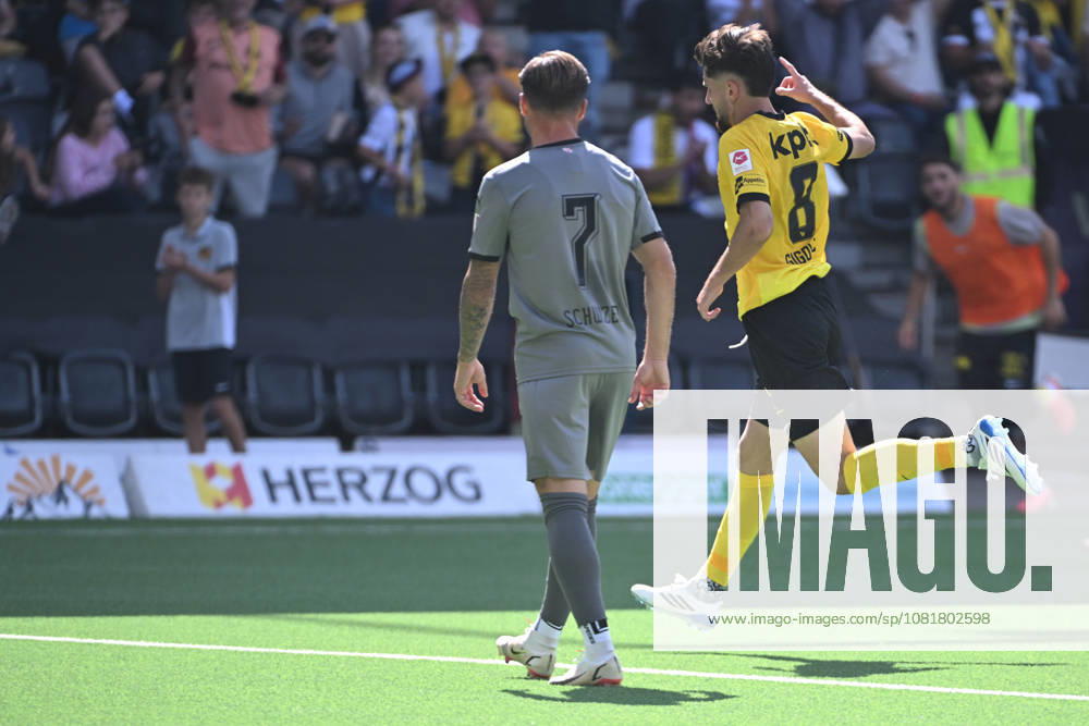 Armin Gigovic of Young Boys celebrates his goal to make it 4:2 during the Swiss Super League match between BSC Young Boys and FC Vaduz at Stadion Wankdorf on August 23, 2026 in Bern, Switzerland. Bern Stadion Wankdorf Bern Switzerland