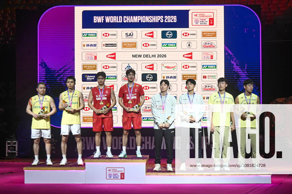 India BWF Championships 2026 Finalists of the Men s Doubles pose with their medals at the BWF World Championships 2026 in New Delhi, India, on August 23, 2026. New Delhi Delhi India