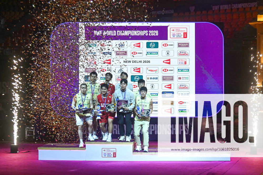 India BWF Championships 2026 Finalists of the Men s Doubles pose with their medals at the BWF World Championships 2026 in New Delhi, India, on August 23, 2026. New Delhi Delhi India