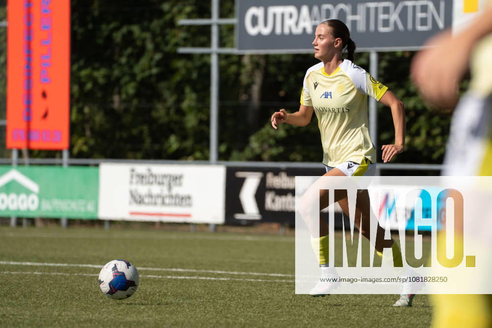 DÜDINGEN, FRIBOURG - AUGUST 23: Mia Franziska Bennewitz of FC Basel 1893 during the AXA Women?s Swiss Cup match between SC Düdingen and FC Basel 1893 at FKB Stadion Birchhölzli on August 23, 2026 in Düdingen, Fribourg, Switzerland.