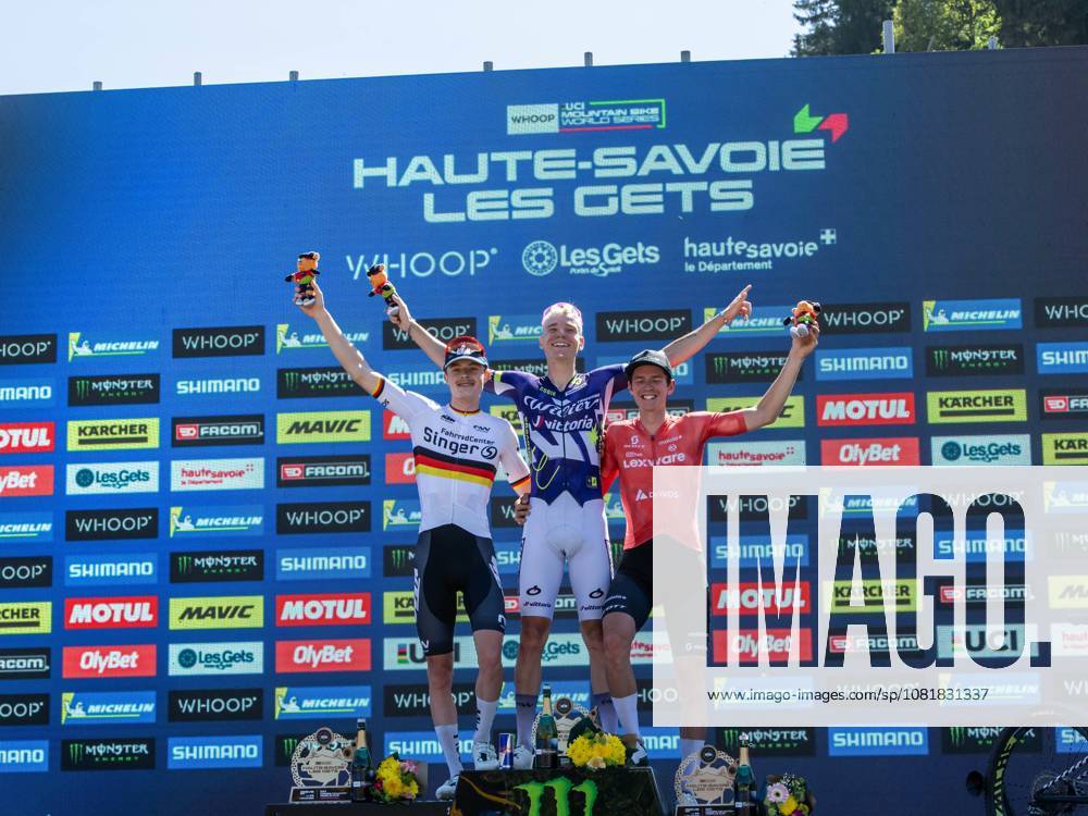 UCI coupe du monde Cross country moins de 23 ans hommes Compagnon Michel MAXPPP - Les Gets 23 08 2026 UCI coupe du monde Cross country moins de 23 ans hommes 1er Pedersen Hebi Gustav 2eme Kruger Benjamin Germany 3eme Schehl Paul Germany The 2026 UCI Mountain Bike World Series