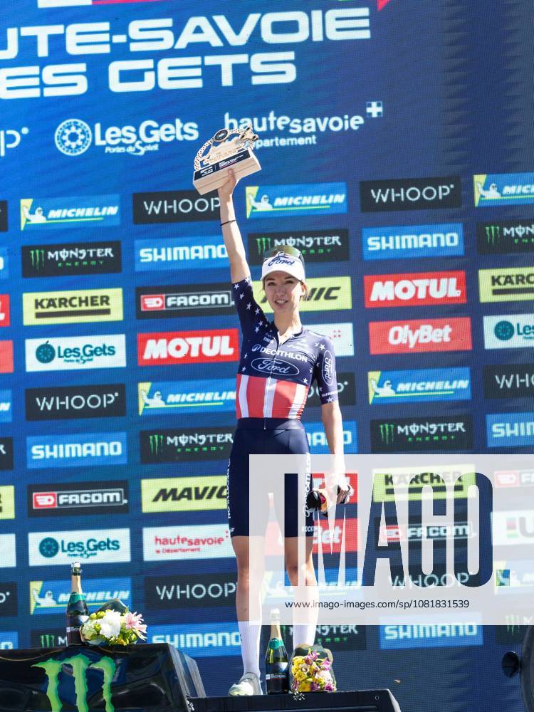 UCI coupe du monde Cross country elite femmes Compagnon Michel MAXPPP - Les Gets 23 08 2026 UCI coupe du monde Cross country elite femmes 1ere Frei Sina Suisse 2eme Rissved Jenny Suede 3eme Blunk Savilia USA The 2026 UCI Mountain Bike World Series
