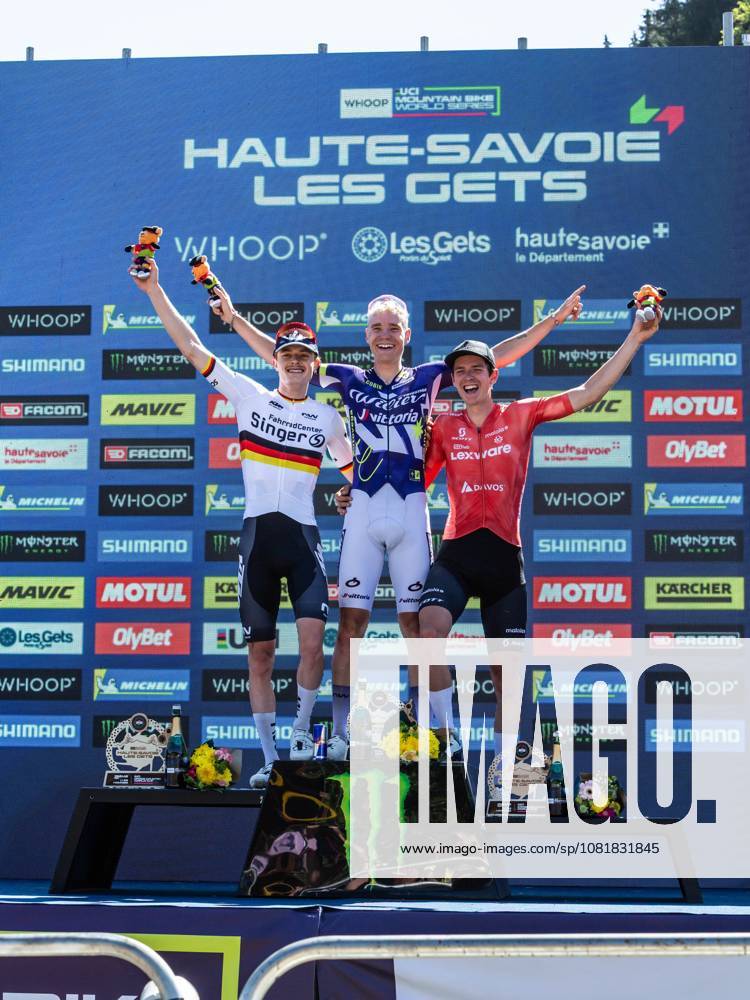 UCI coupe du monde Cross country moins de 23 ans hommes Compagnon Michel MAXPPP - Les Gets 23 08 2026 UCI coupe du monde Cross country moins de 23 ans hommes 1er Pedersen Hebi Gustav 2eme Kruger Benjamin Germany 3eme Schehl Paul Germany The 2026 UCI Mountain Bike World Series