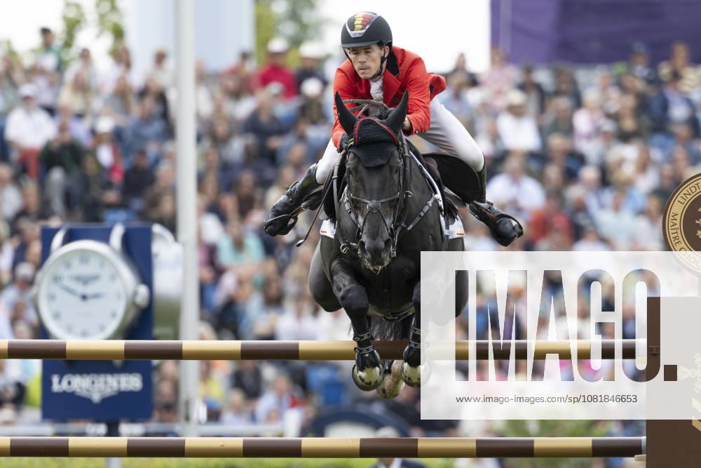 Thibeau SPITS (BEL) auf Impress-K van t Kattenheye Z, im Sprung, Einzelbild, Einzelaktion, im Springen S3, Umlauf A, FEI Jumping World Championship, WM, Weltmeisterschaft - Individual Final - LONGINES-Preis, am 23.08.2026, FEI Reit Weltmeisterschaft Aachen 2026 vom 11. - 23.08.2026 in Aachen Deutschland; Â