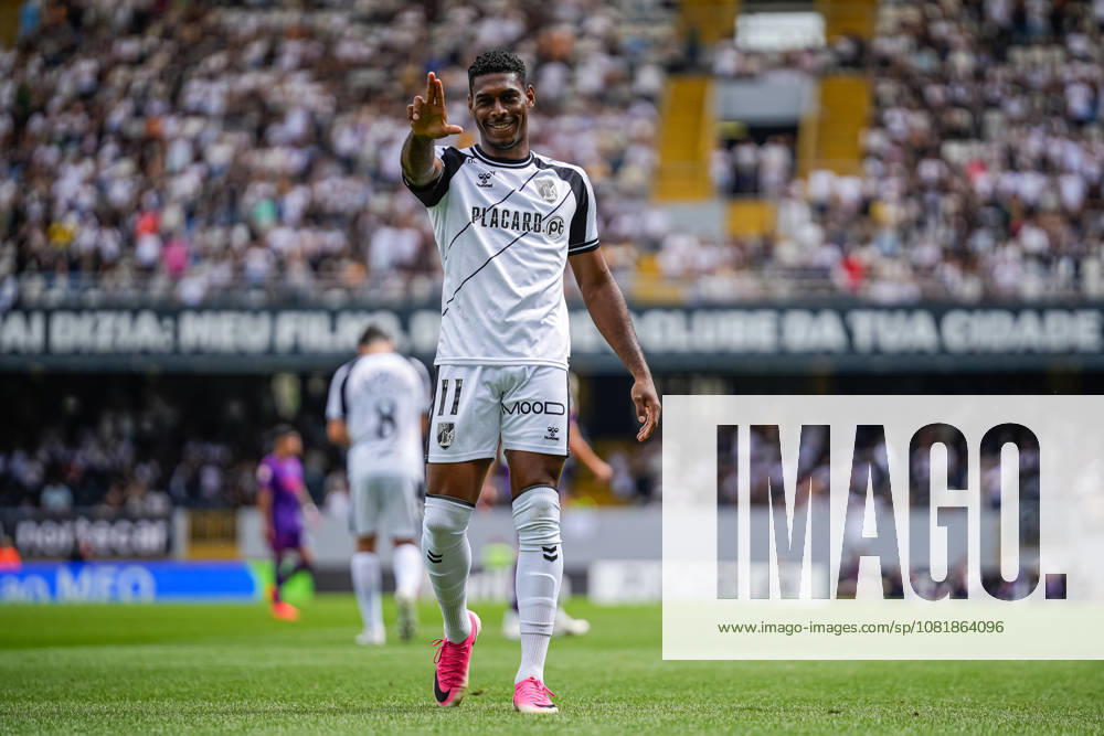 Gustavo Silva of Vitória SC celebrates his goal during the Liga Portugal Betclic 2026 27 match between Vitoria SC and CD Nacional at Estadio Dom Afonso Henriques on August 23, 2026 in Guimaraes, Portugal. (Photo by Pedro Loureiro Sports Press Photo)