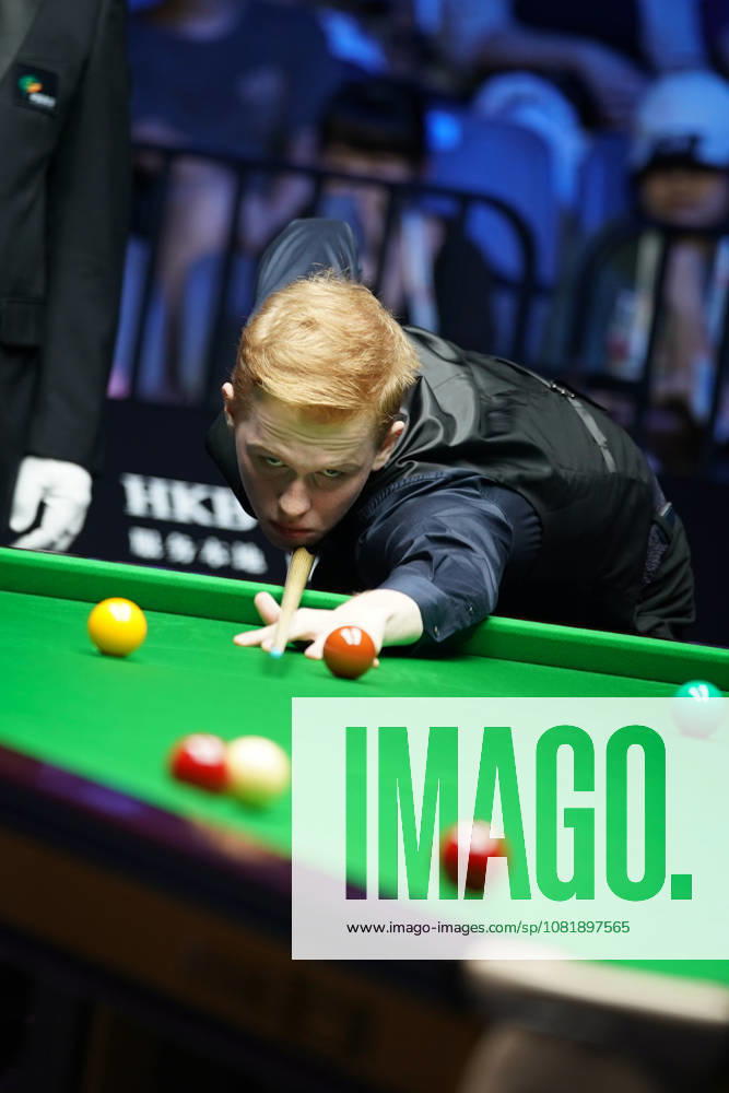 Artemijs Zizins of Latvia plays a shot in the second round match against Wu Yize of China on day 2 of Wuhan Open 2026 at the Optics Valley Gymnasium of Huazhong University of Science and Technology on August 24, 2026 in Wuhan, Hubei Province of China.