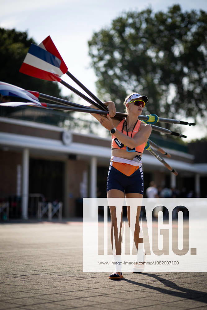 26th August 2026; Bosbaan, Amsterdam, Holland, Netherlands; 2026 World Rowing Championships, Day Three; Tinka Offereins of the Dutch Womens Four (W4-), in the boat park AnthonyxBenoit