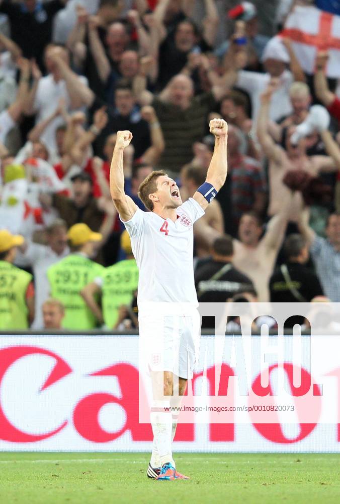 Englands Steven Gerrard celebrates at the final whistle..Euro 2012 England v Ukraine, Donbass Arena, Donetsk, 19th June 2012. Pic David Klein SPORTIMAGE .