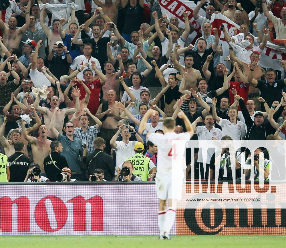 Englands Steven Gerrard celebrates with the fans..Euro 2012 England v Ukraine, Donbass Arena, Donetsk, 19th June 2012. Pic David Klein SPORTIMAGE... .