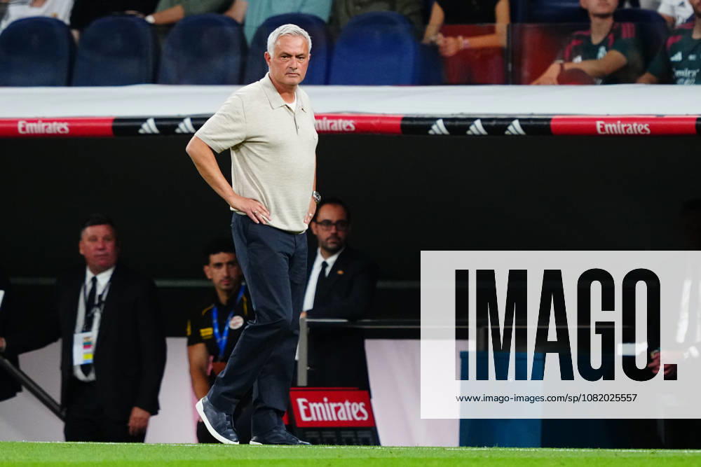 Jose Mourinho, Head Coach of Real Madrid CF seen during the LaLiga EA Sports 2026 27 match between Real Madrid CF and Real Sociedad at Santiago Bernabeu . Final Score: Real Madrid 4:1 Real Sociedad. Madrid Spain - ZUMAs197 20260826_aaa_s197_369