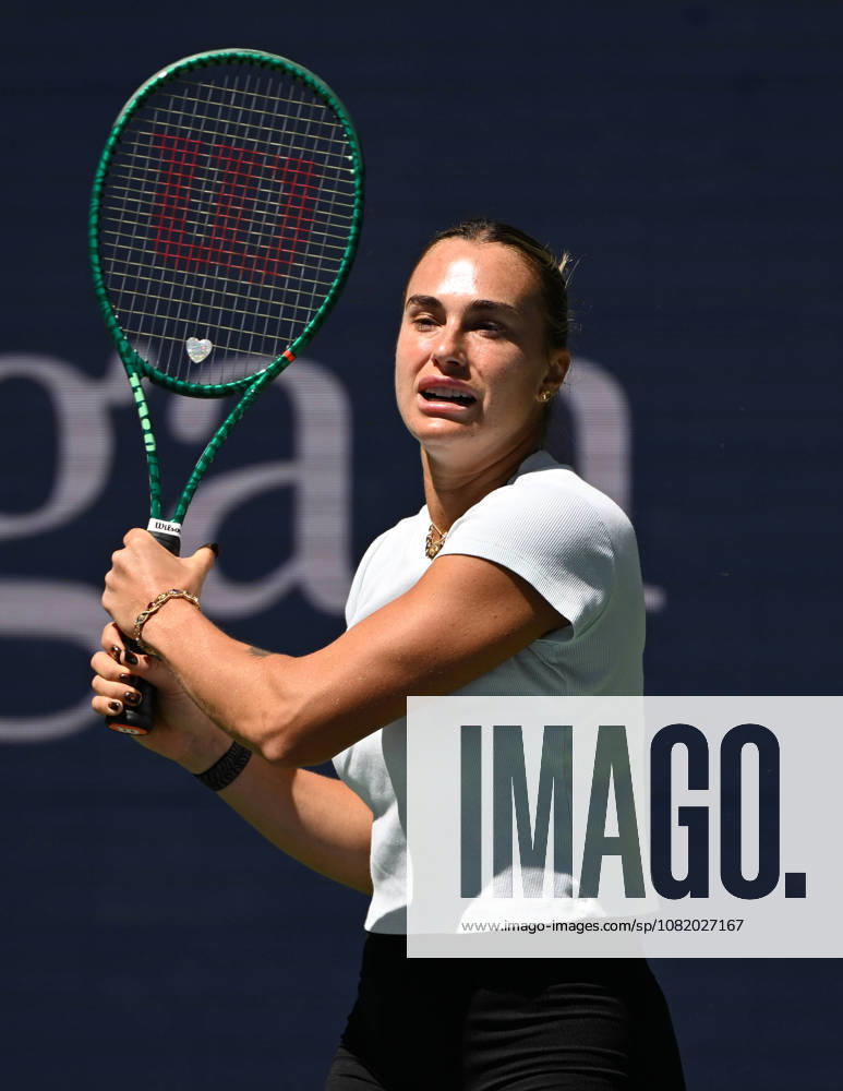 FLUSHING NY- AUGUST 26: Aryna Sabalenka is seen on the practice court during the 2026 US Open On Arthur Ashe Stadium at the USTA Billie Jean King National Tennis Center on August 26, 2026 in Flushing Queens.