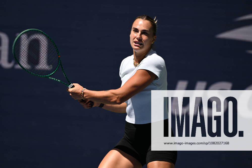 FLUSHING NY- AUGUST 26: Aryna Sabalenka is seen on the practice court during the 2026 US Open On Arthur Ashe Stadium at the USTA Billie Jean King National Tennis Center on August 26, 2026 in Flushing Queens.