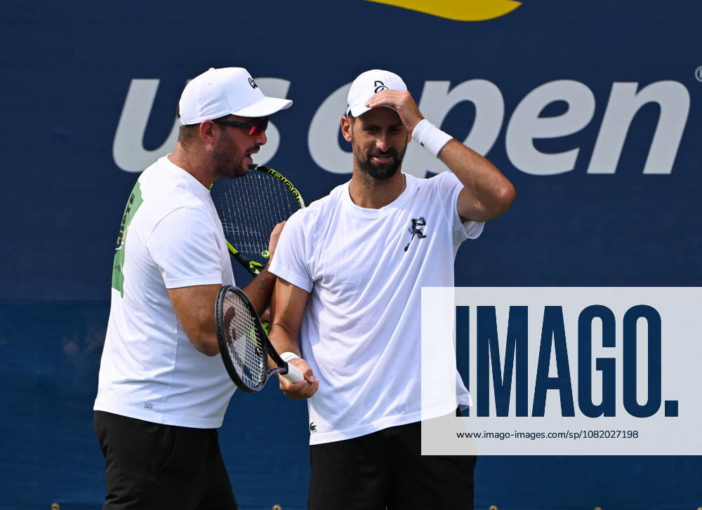 FLUSHING NY- AUGUST 26: Novak Djokovic is seen on the practice court during the 2026 US Open at the USTA Billie Jean King National Tennis Center on August 26, 2026 in Flushing Queens.