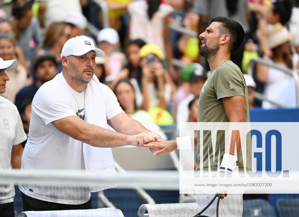 FLUSHING NY- AUGUST 26: Novak Djokovic is seen on the practice court during the 2026 US Open at the USTA Billie Jean King National Tennis Center on August 26, 2026 in Flushing Queens.