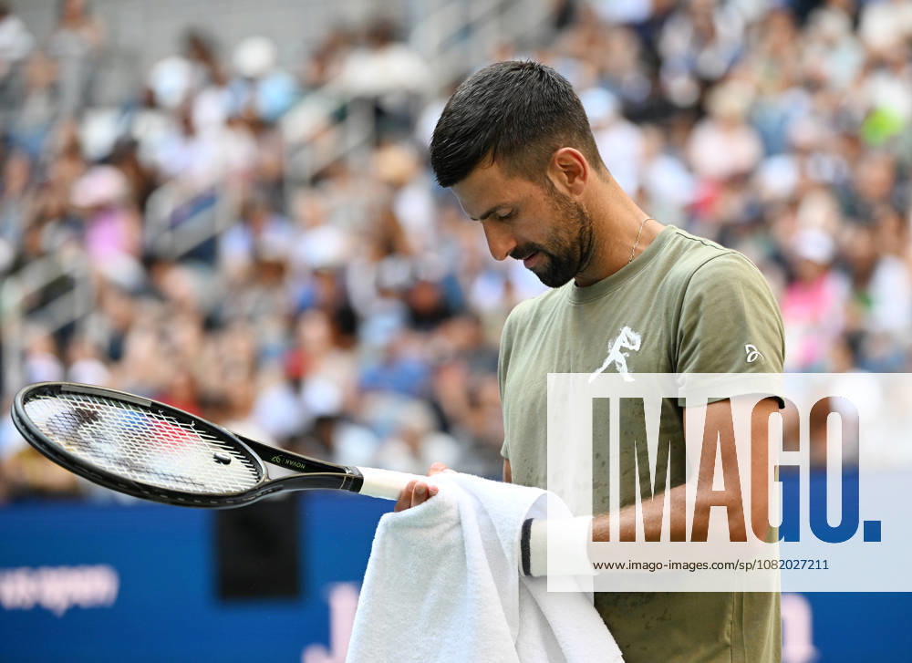 FLUSHING NY- AUGUST 26: Novak Djokovic is seen on the practice court during the 2026 US Open at the USTA Billie Jean King National Tennis Center on August 26, 2026 in Flushing Queens.