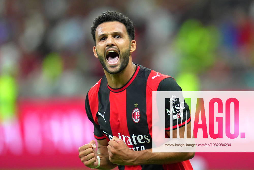 AC Milans Goncalo Ramos celebrates after scoring 1-0 during the Serie A soccer match between Ac Milan and Venezia at the San Siro Stadium in Milan, north Italy - Friday August 28 , 2026. - Soccer