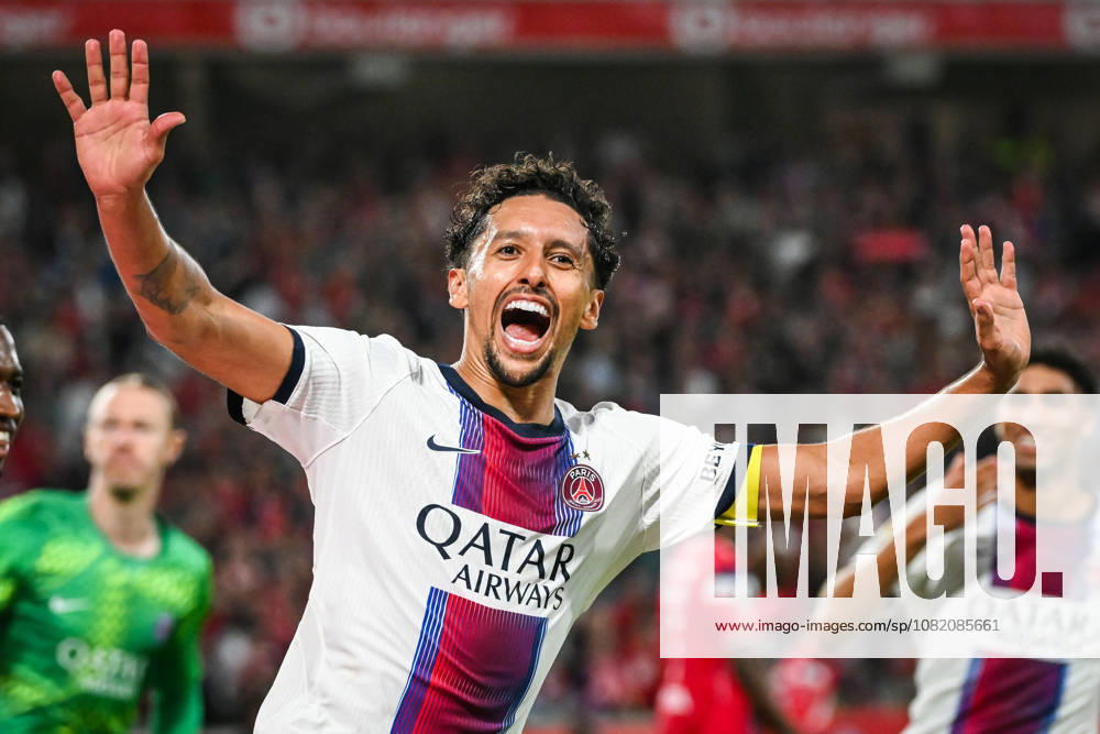 Villeneuve-D ascq, France, France: MARQUINHOS of PSG celebrates his goal during the Ligue 1 match between Lille OSC (LOSC) and Paris Saint-Germain (PSG) at Pierre Mauroy Stadium on August 28, 2026 in Villeneuve-d Ascq near Lille, France. Lille OSC V Paris Saint-Germain - Ligue 1 - ZUMAm308 20260828_zsp_m308_019