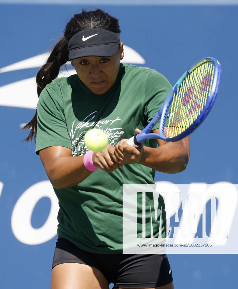 Naomi Osaka of Japan practices with Alexandra Eala of the Philippines on The Grandstand Court at the 2026 US Open Tennis Championship at the USTA Billie Jean King National Tennis Center in New York City on Saturday, August 29, 2026. NYP20260829132 JOHNxANGELILLO