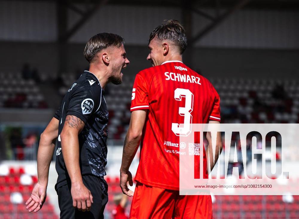 Fussball Regionalliga Nordost 7. Spieltag Saison 2026-2027 Steigerwaldstadion FC Rot Weiss Erfurt - BFC Preussen im Foto: Til Linus Schwarz 3 (FC Rot-Weiß Erfurt) im Disput mit Oliver Maric 8 (BFC Preussen) ( Deutschland Thueringen Erfurt