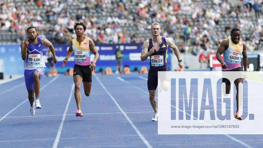 Men’s 100m, Xavi MO-AJOK (NED Netherlands), Joshua HARTMANN (GER Germany), Robin GANTER (GER Germany), Dennis SACHIN (JAM Jamaica) competing during the ISTAF at Olympic Stadium on August 30, 2026 in Berlin, Germany. Germany