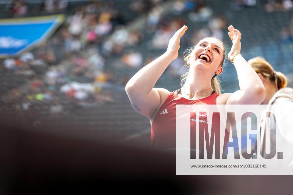 ISTAF 2026; Berlin, 30.08.2026 Ausgelassene Freude bei Diskuswerferin Leia BRAUNAGEL (GER Germany); ISTAF Berlin am 30.08.2026 im Olympiastadion in Berlin (Deutschland).