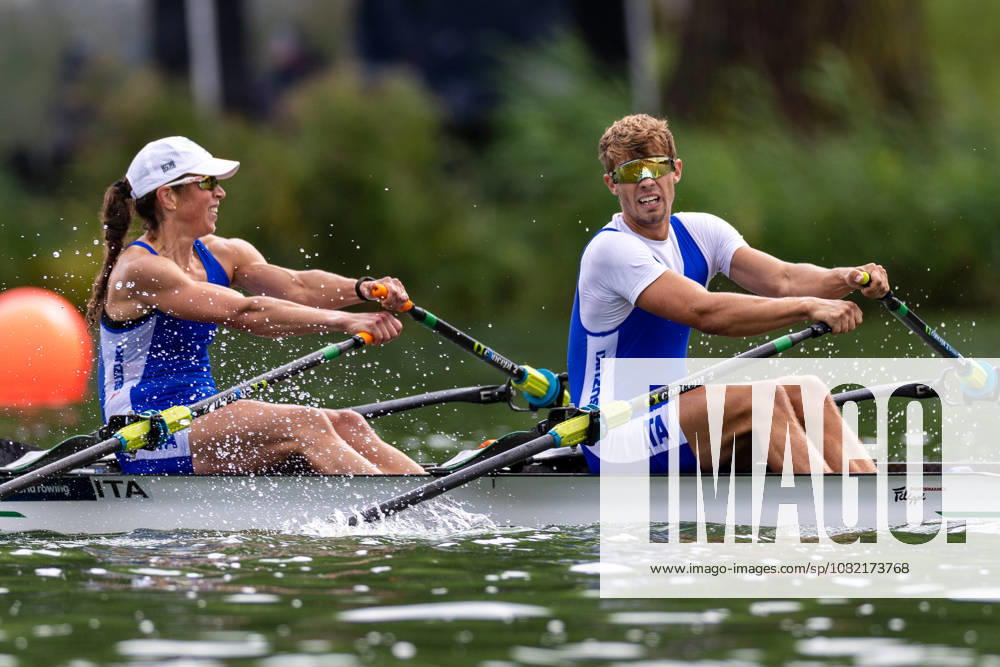 30 Aug 2026 World Rowing Championships AMSTERDAM, NETHERLANDS - AUGUST 30: Niels Torre and Anna Sarah Sophie Souwer of Italy during 30 Aug 2026 World Rowing Championships at Bosbaan on August 30, 2026 in Amsterdam, Netherlands. Amsterdam Bosbaan Netherlands Content not available for redistribution in The Netherlands directly or indirectly through any third parties.