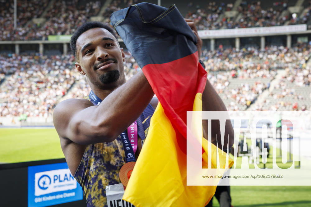 Leo NEUGEBAUER (GER Germany) celebrates after the 1500m during the ISTAF at Olympic Stadium on August 30, 2026 in Berlin, Germany. Germany