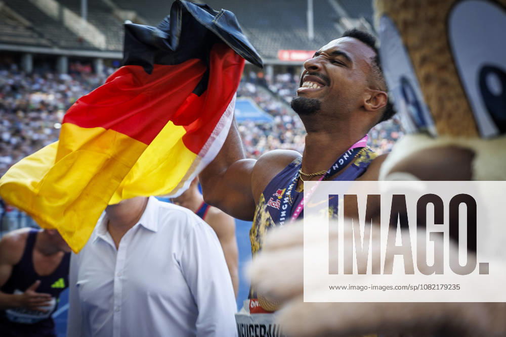 Leo NEUGEBAUER (GER Germany) celebrates during the ISTAF at Olympic Stadium on August 30, 2026 in Berlin, Germany. Germany