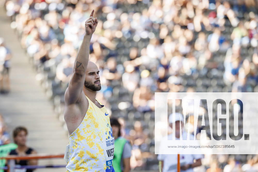 Julian WEBER (GER Germany) reacts in the javelin throw during the ISTAF at Olympic Stadium on August 30, 2026 in Berlin, Germany. Germany
