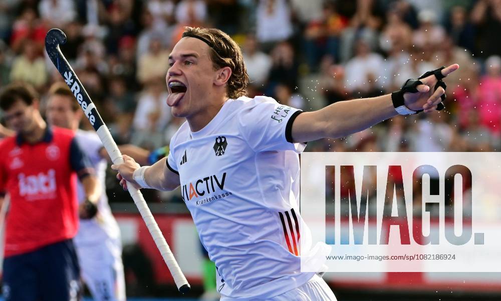 German Michel Struthoff celebrate after scoring during a Field hockey, Feldhockey game between Spain and Germany, the men s final at the 2026 Hockey World Cup, on Sunday 30 August 2026, in Wavre. The 2026 edition of the Hockey World Cup takes place in Belgium and The Netherlands from August 15 to August 30. DIRKxWAEM x184758115x
