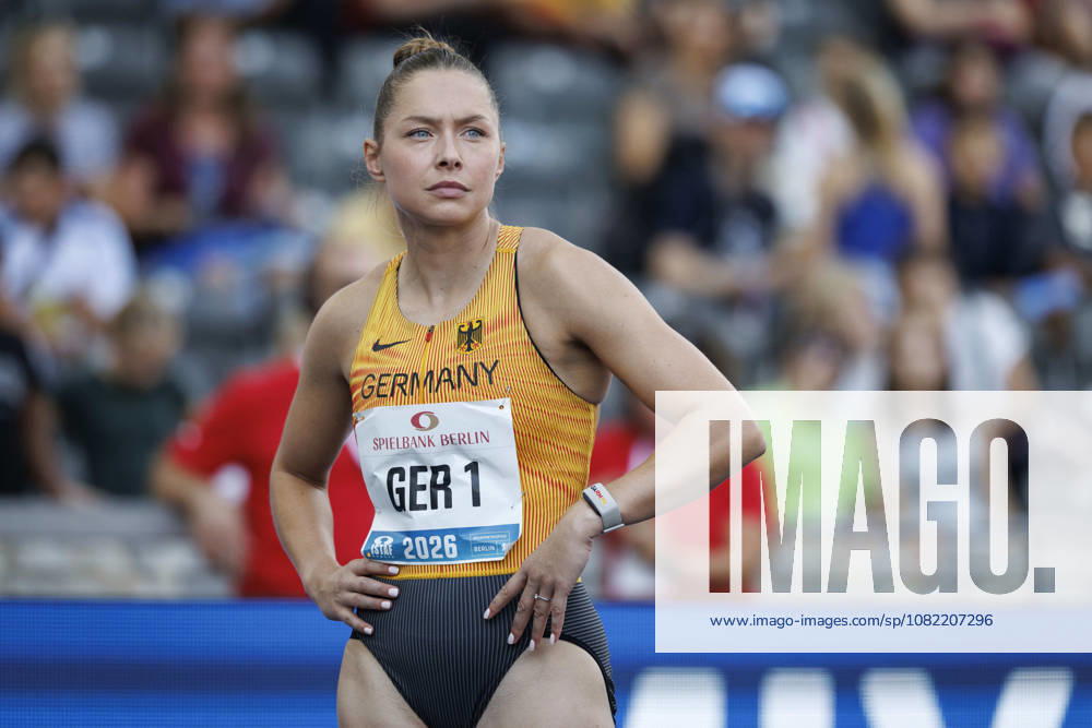 Gina LÜCKENKEMPER (GER Germany) smiling before the 4x100m mixed during the ISTAF at Olympic Stadium on August 30, 2026 in Berlin, Germany. Germany